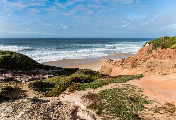Rode Zandkliffen Aan Kust Van Portugal — Stockfoto