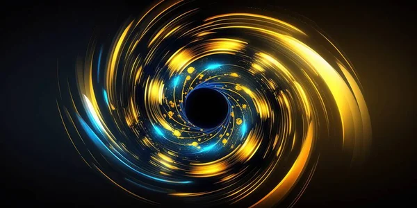 Abstract fiery technology digital circle on a black background