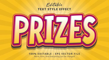 Editable text effect, Prizes text with nicely color combination style