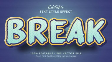 Editable text effect, Break text on bold blue color combination style