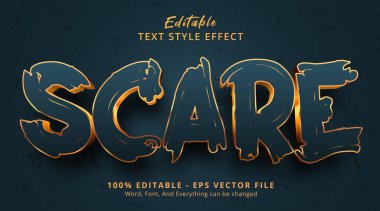 Editable text effect, Scare text on black and golden color style effect