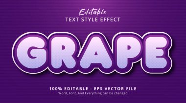 Grape text on purple color headline template, editable text effect