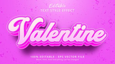 Editable text effect, Valentine text on pink color style effect