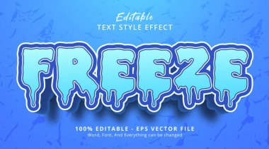 Editable text effect, Freeze text on ice style with blue color effect