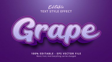 Editable text effect, Grape text on purple color with cartoon style