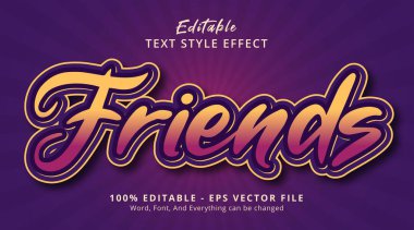 Friends text on modern color style effect, editable text effect