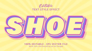 Editable text effect, Shoe text on light color headline style effect