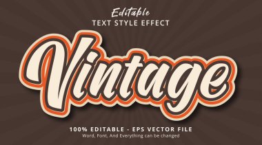 Editable text effect, Vintage text on retro brown color style