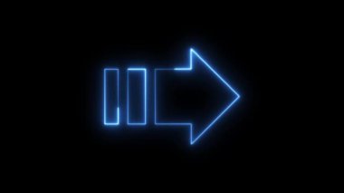Sağ Ok dijital teknolojisi mavi neon animasyonu
