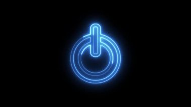 Güç Simgesi dijital teknolojisi mavi neon animasyonu