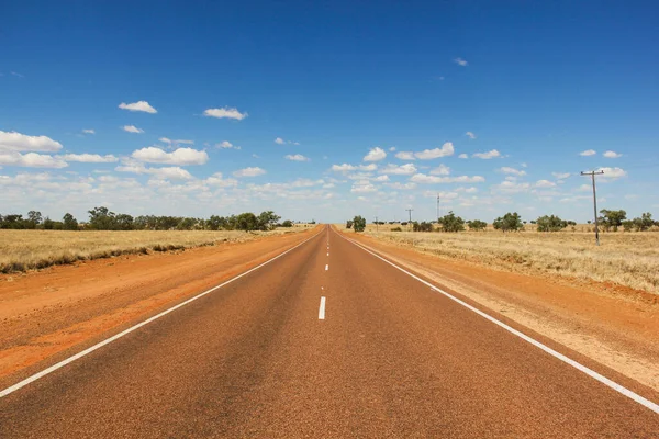Empty Road Sunny Day Desert Outback Australia Road Trip Travel — Stock Photo, Image