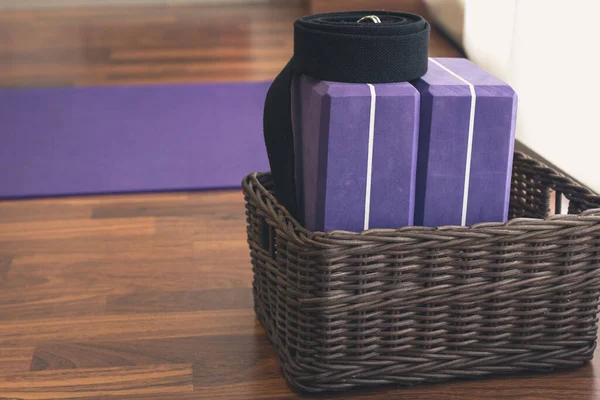Yoga Benodigdheden Riemen Blokken Matten — Stockfoto