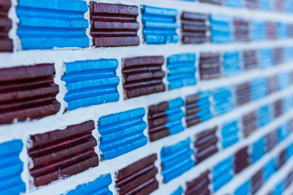 Blue Brown Bricks Wall Texture Shack Beach Island Koh Phangan — Stock Photo, Image