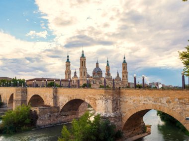 View of the basilica of Nuestra Seora del Pilar on the banks of the river Ebro.