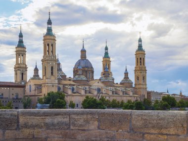 View of the basilica of Nuestra Seora del Pilar on the banks of the river Ebro.