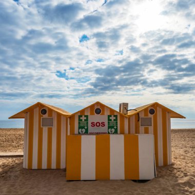 Health care booths on Benidorm beach