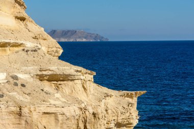 Geological formations on the coast of the Cabo de Gata Natural Park, Almeria, Spain