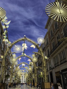 Malaga 'daki Larios Caddesi' nde özel Noel aydınlatması