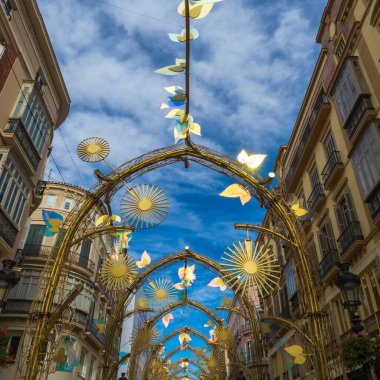 Malaga 'daki Larios Caddesi' nde özel Noel aydınlatması