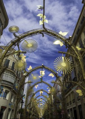 Malaga 'daki Larios Caddesi' nde özel Noel aydınlatması