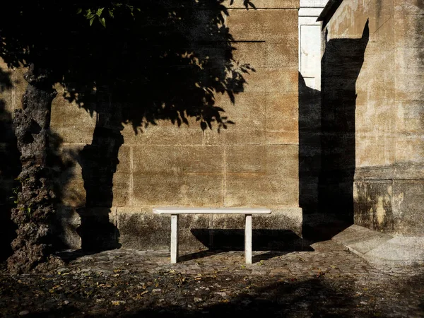 Una Panca Pietra Cimitero Malaga Spagna — Foto Stock
