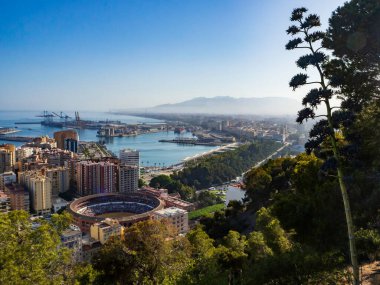 Gibralfaro dağından Malaga şehri manzarası