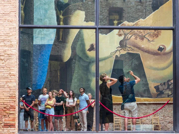 stock image Tourists visiting Salvador Dal's works at the Figueras museum