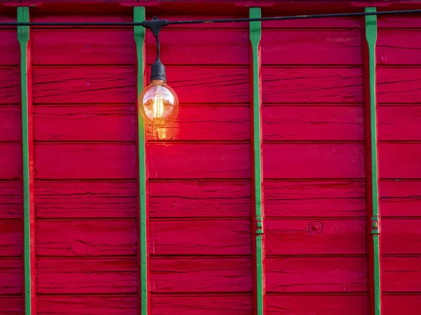 Holzwand Rot Gestrichen — Stockfoto
