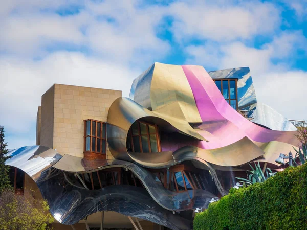 stock image Exterior faade of the hotel of the Marques de Riscal de la Rioja winery