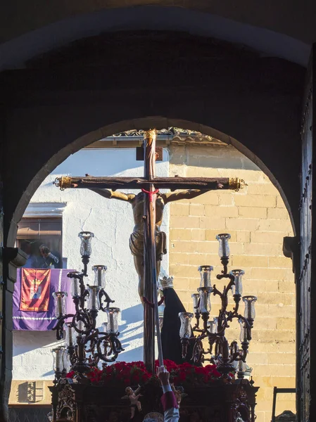 Baeza Jaén España 2023 Trono Procesional Cristo Cruz Con Virgen —  Fotos de Stock