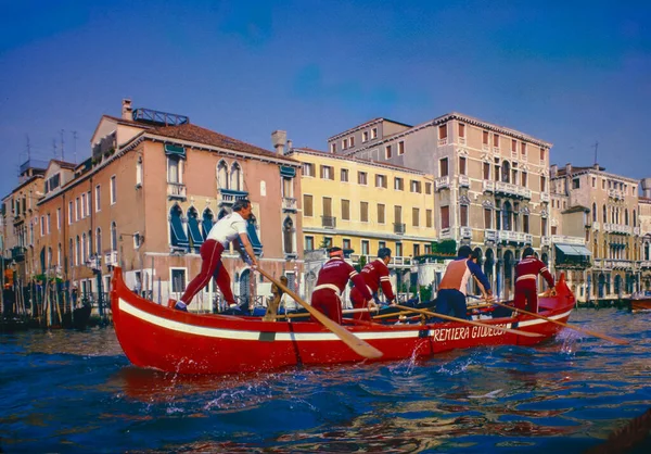 Benátky Itálie Září 1990 Gondola Soutěž Benátkách — Stock fotografie