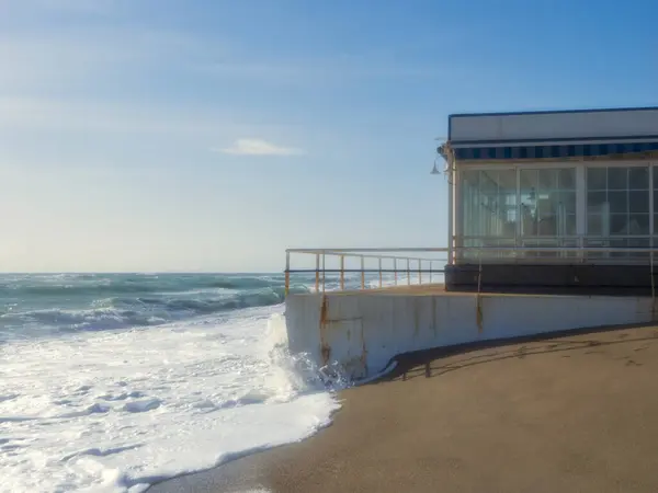 stock image storm damage to beaches due to rising seas and climate change