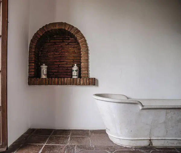 interior of a old house in the bathroom