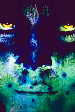 Bir kadının yüz görüntüsü ve dokusu.