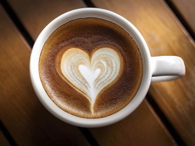 Aşıklar için kalp şeklinde kahve kupası.