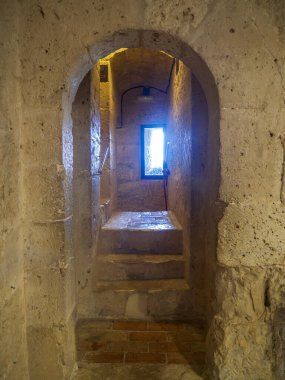 Peafiel, Valladolid, İspanya 'nın ortaçağ şatosunun içi. 