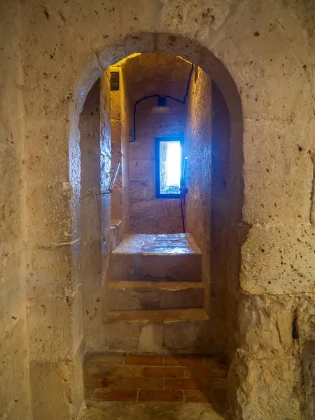 Peafiel, Valladolid, İspanya 'nın ortaçağ şatosunun içi. 