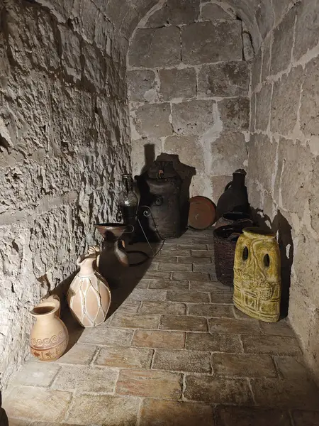 Peafiel, Valladolid, İspanya 'nın ortaçağ şatosunun içi. 