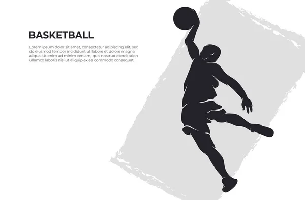 Silhouet Basketbal Dunk Speler — Stockvector