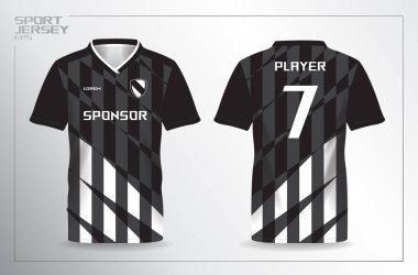 Futbol ve futbol tişörtü şablonu için siyah spor forma