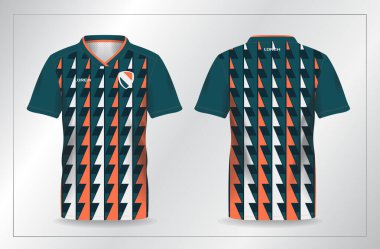 Futbol ve futbol şablonu için mavi adaçayı ve turuncu spor forması