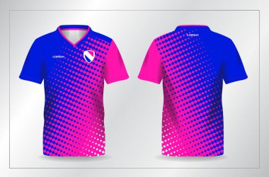 Futbol ve futbol şablonu için mavi ve pembe spor forması