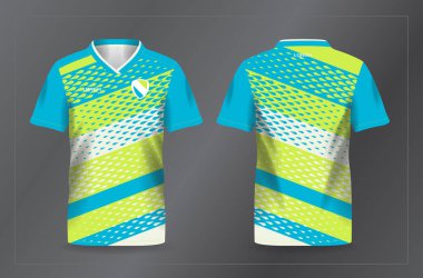 Futbol ve futbol şablonu için mavi ve yeşil spor forması