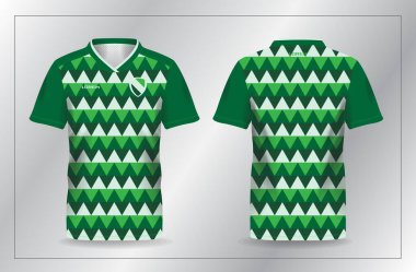 Futbol ve futbol gömleği şablonu için yeşil spor forma