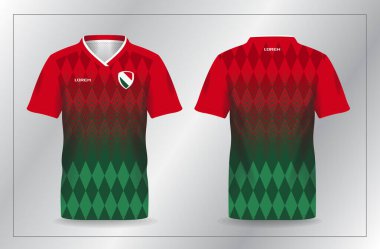 Futbol ve futbol şablonu için kırmızı ve yeşil spor forması