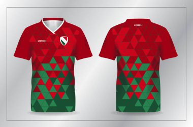 Futbol ve futbol şablonu için kırmızı ve yeşil spor forması