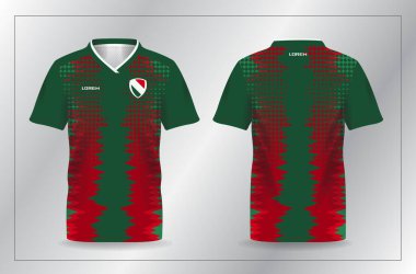 Futbol ve futbol şablonu için kırmızı ve yeşil spor forması