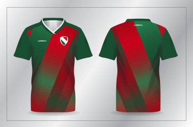 Futbol ve futbol şablonu için kırmızı ve yeşil spor forması