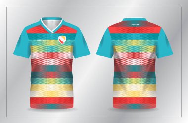 Futbol ve futbol şablonu için soyut turuncu ve turkuaz spor forması