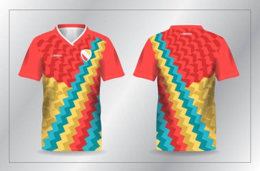 Futbol ve futbol şablonu için soyut turuncu ve turkuaz spor forması